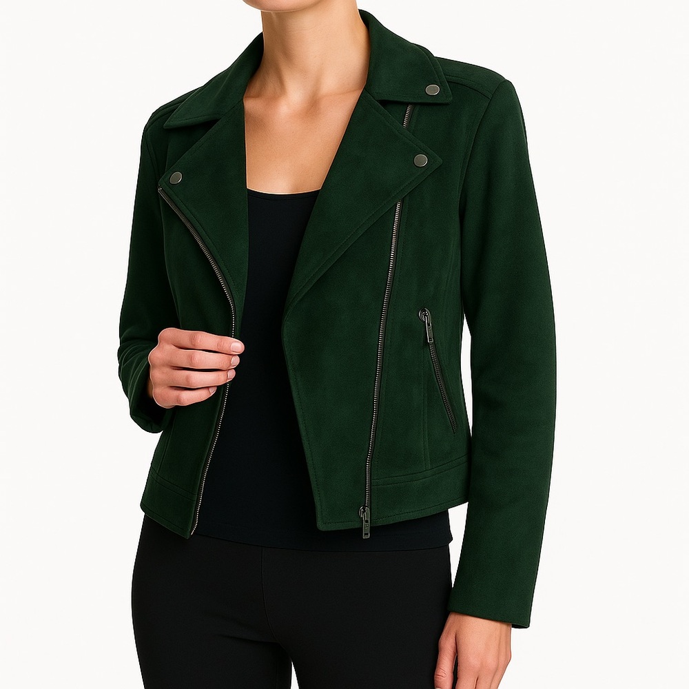 Women's Philosophy Dark Forest Green Faux Suede Jacket